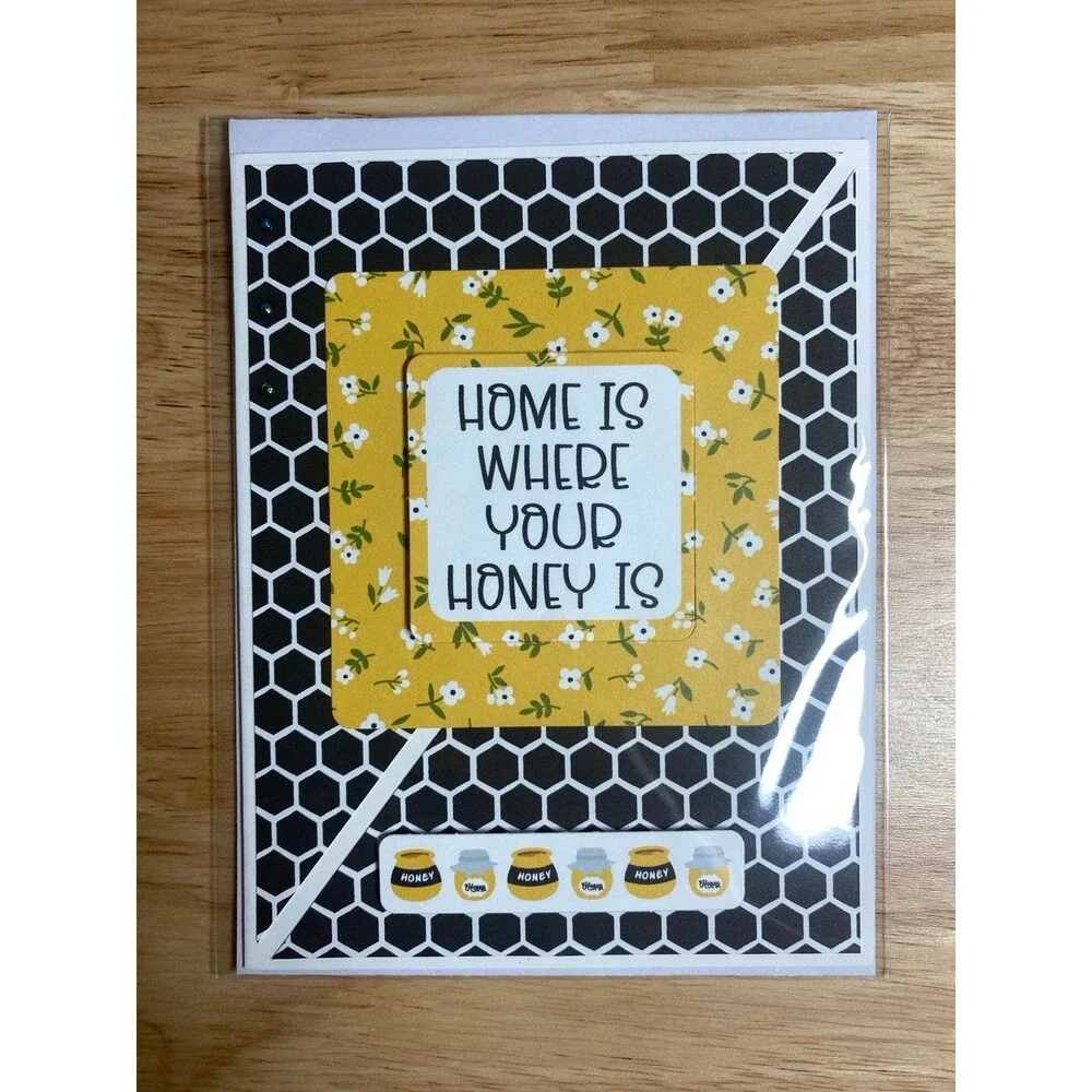 Bee & Flowers Greeting Card – Handmade A2 Card – All Occasion Blank Card